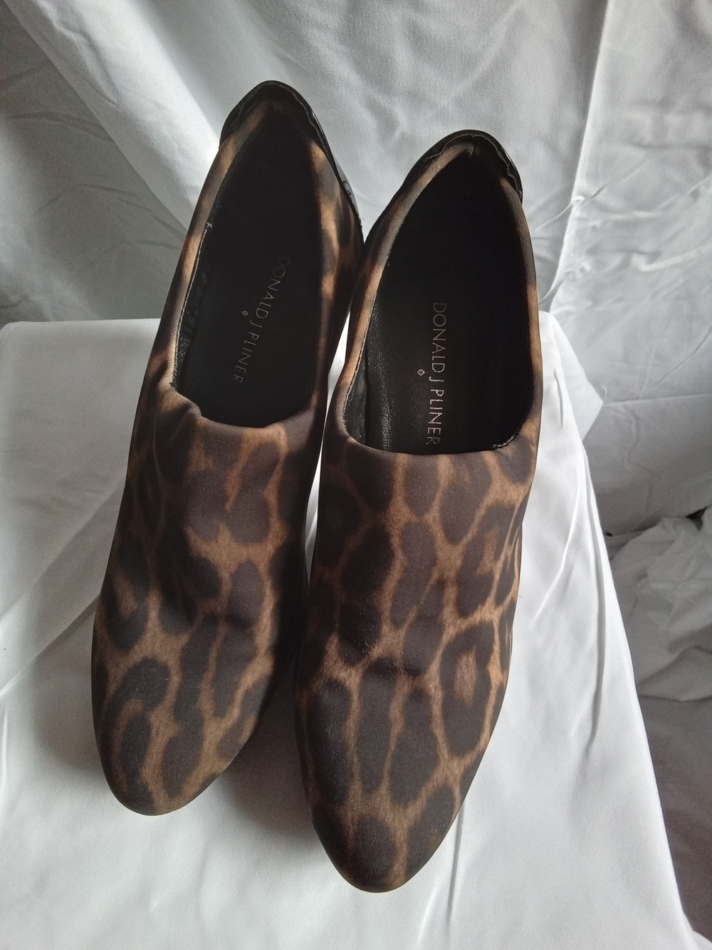 Donald J. Pliner Leopard-Print Slip-On Heels in Brown and Black 7.5